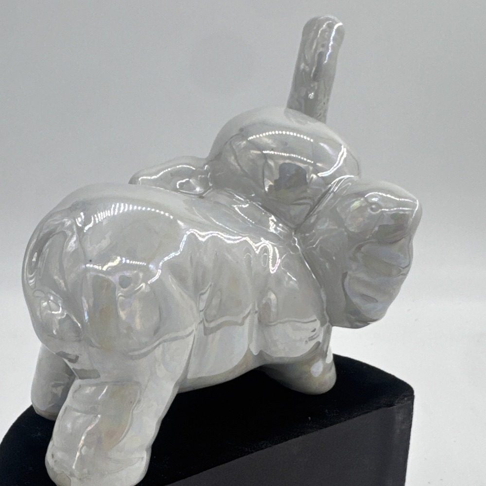 Baby Elephant Ceramic Iridescence Color Figurine 4.5" Tx5.5" L Pearlescent Sheen - Picture 9 of 11